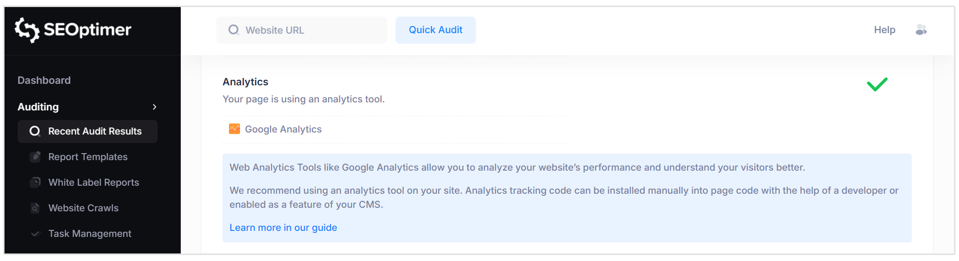 Controllo dello strumento di analisi